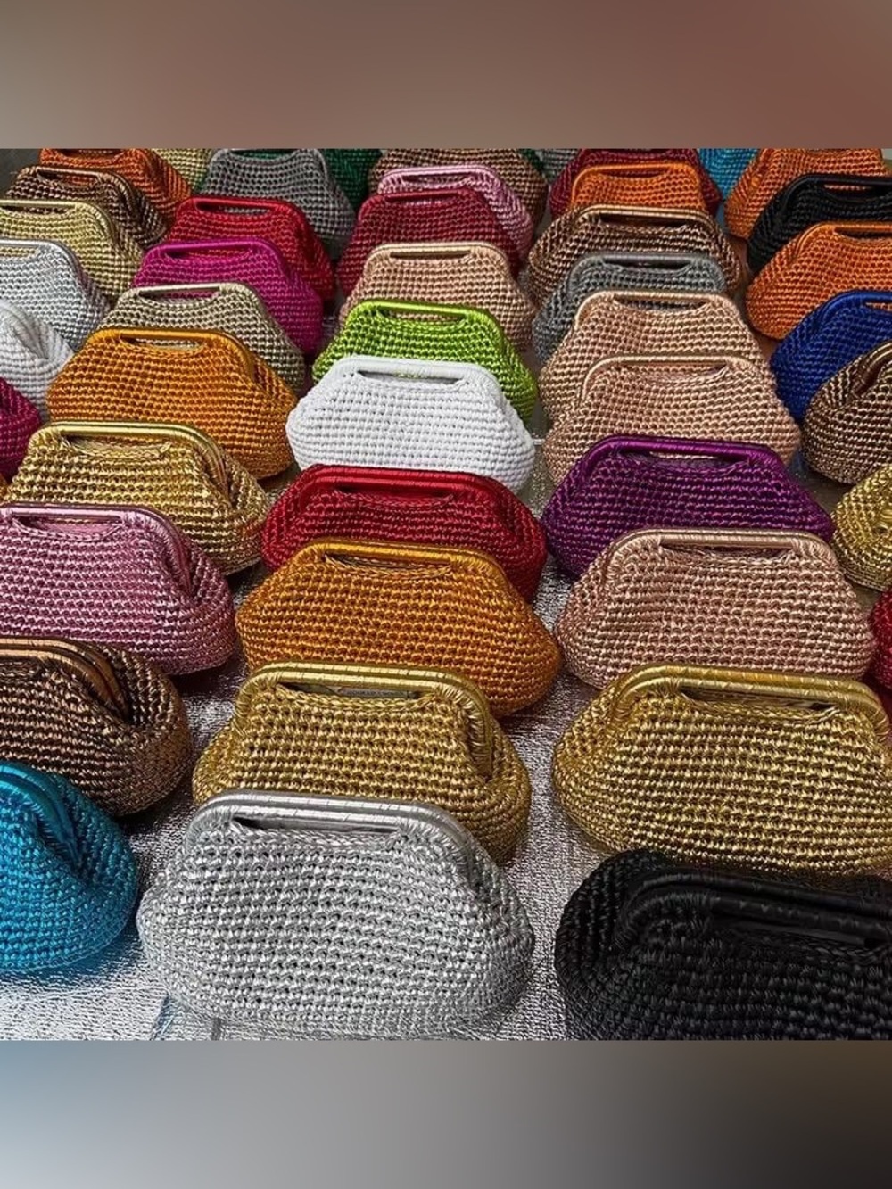 Green Woven Handbag — Women's Crochet Top-Handle Bag